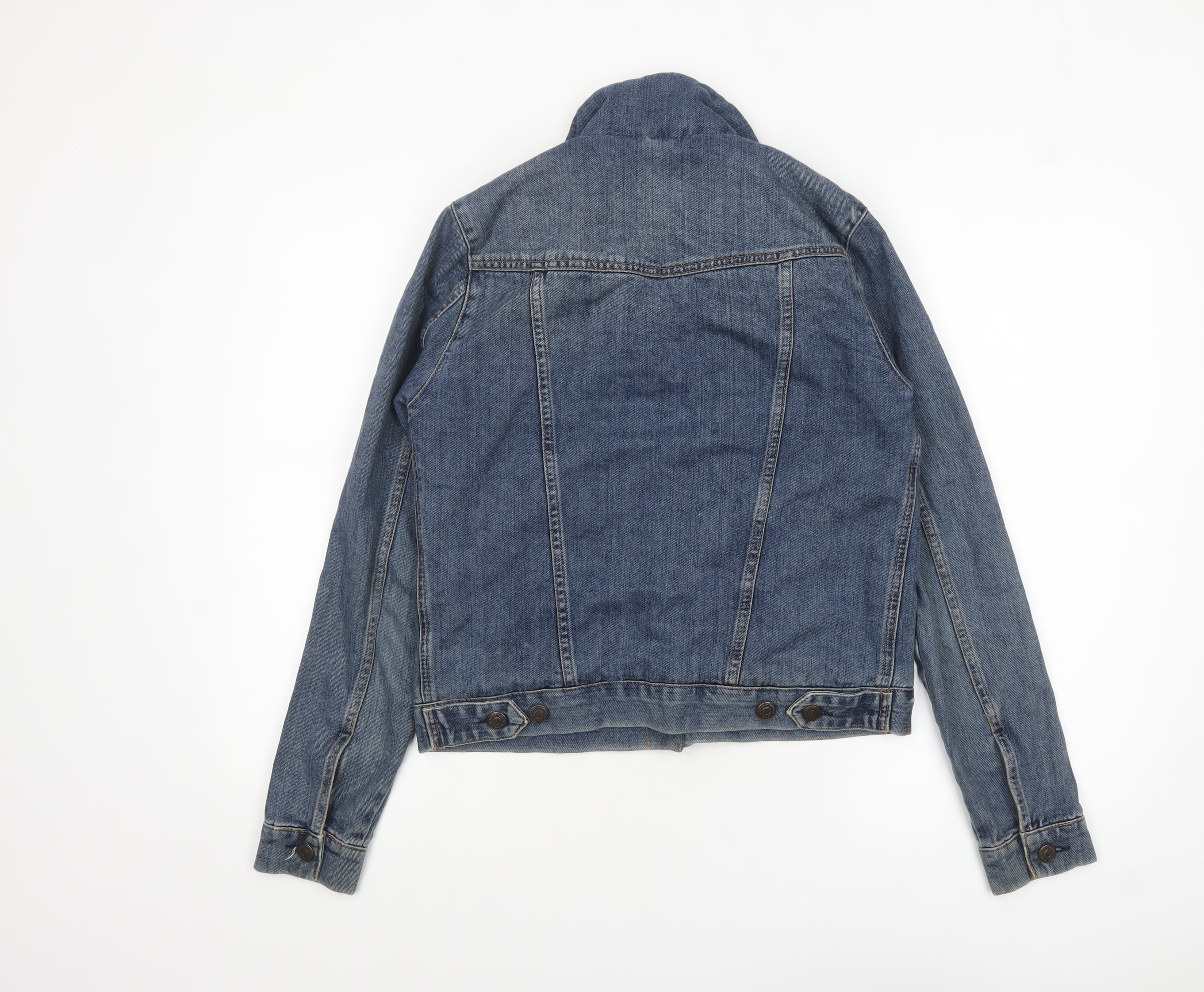 Topshop MOTO Women's Blue Denim Sherpa Jacket UK 10 Lined Casual - Image 3