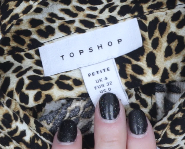 Topshop Petite Leopard Print Midi Shirt Dress Brown UK 4 - Image 5