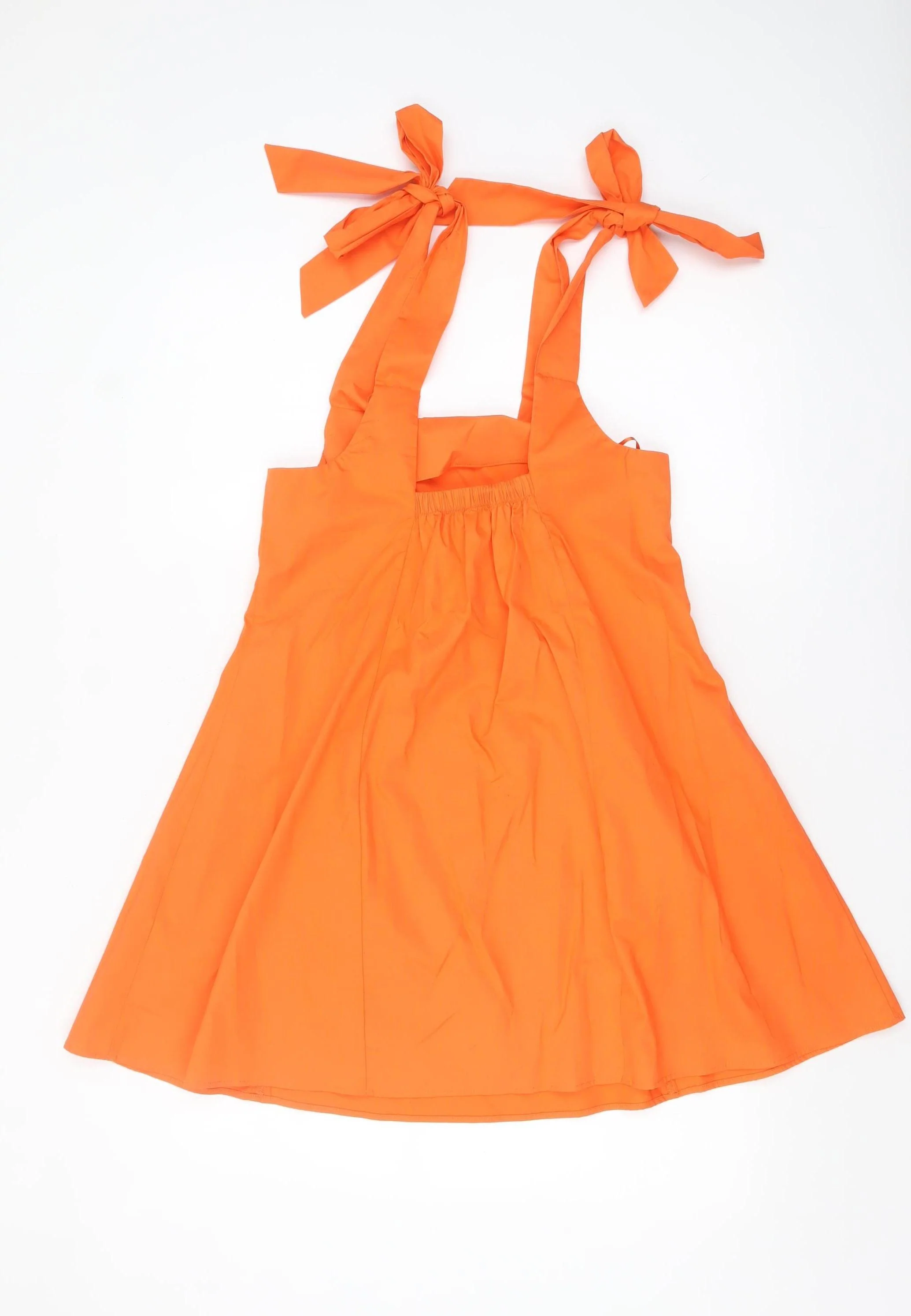 Topshop Petite Orange Cotton A-Line Short Dress UK 8 - Image 3