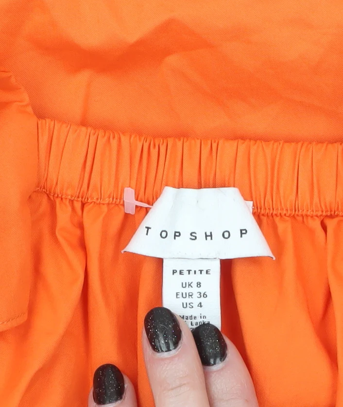 Topshop Petite Orange Cotton A-Line Short Dress UK 8 - Image 5