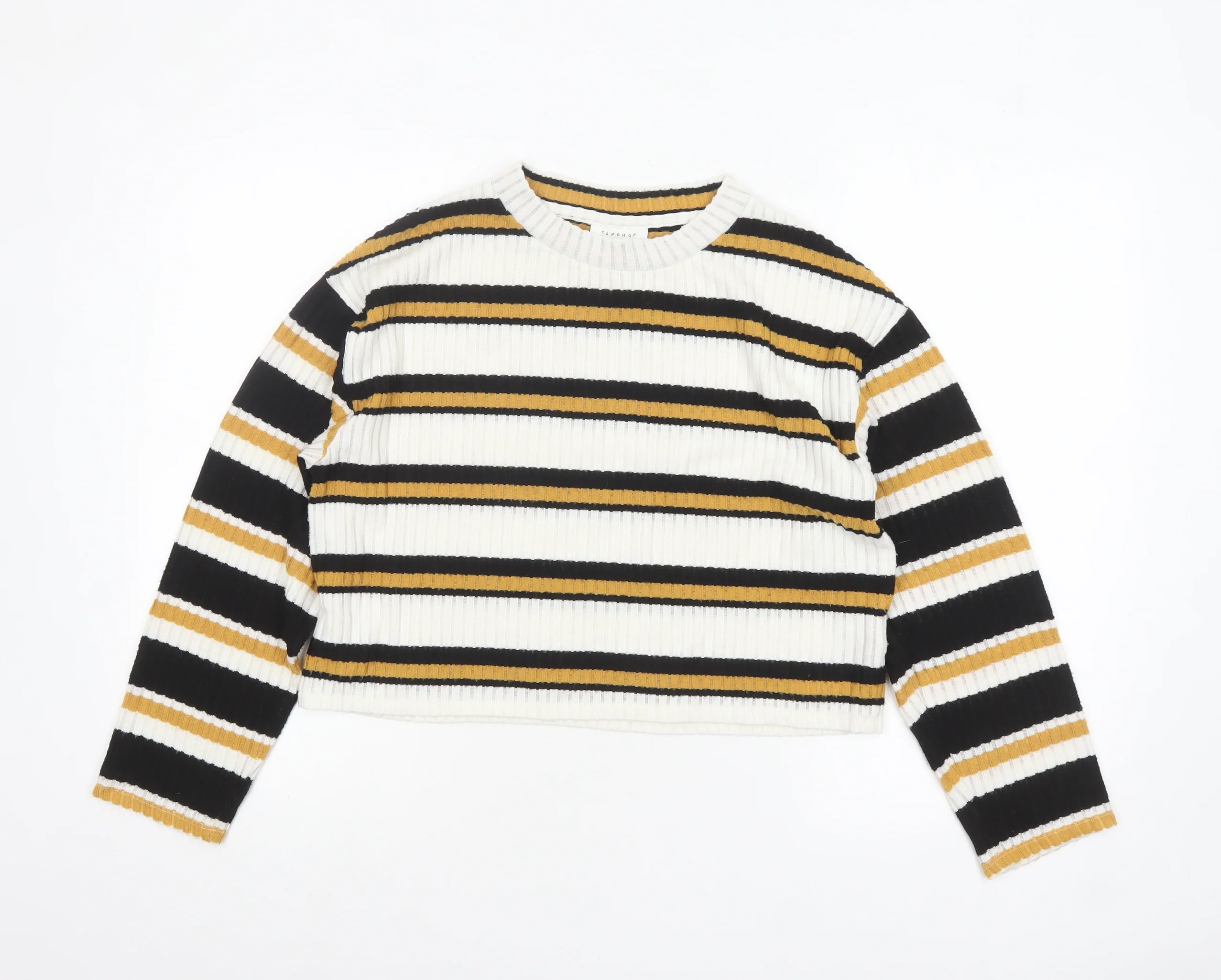 Topshop Petite Women's Multicoloured Striped Cropped Knit Top UK 10