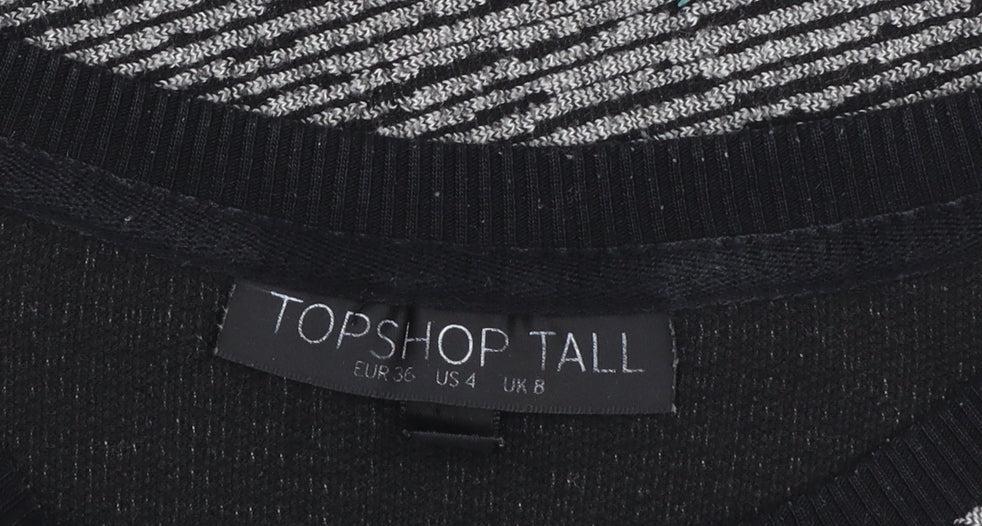 Topshop Tall Women's Grey Striped Tunic Top UK 8 3/4 Sleeve - Image 5