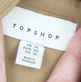 Topshop Women Beige Blazer UK 14 Regular Twill Double Breasted Jacket - Image 4