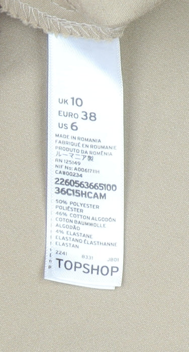 Topshop Women Beige Chino Tapered Trousers Size 10 Stretch Comfort - Image 4