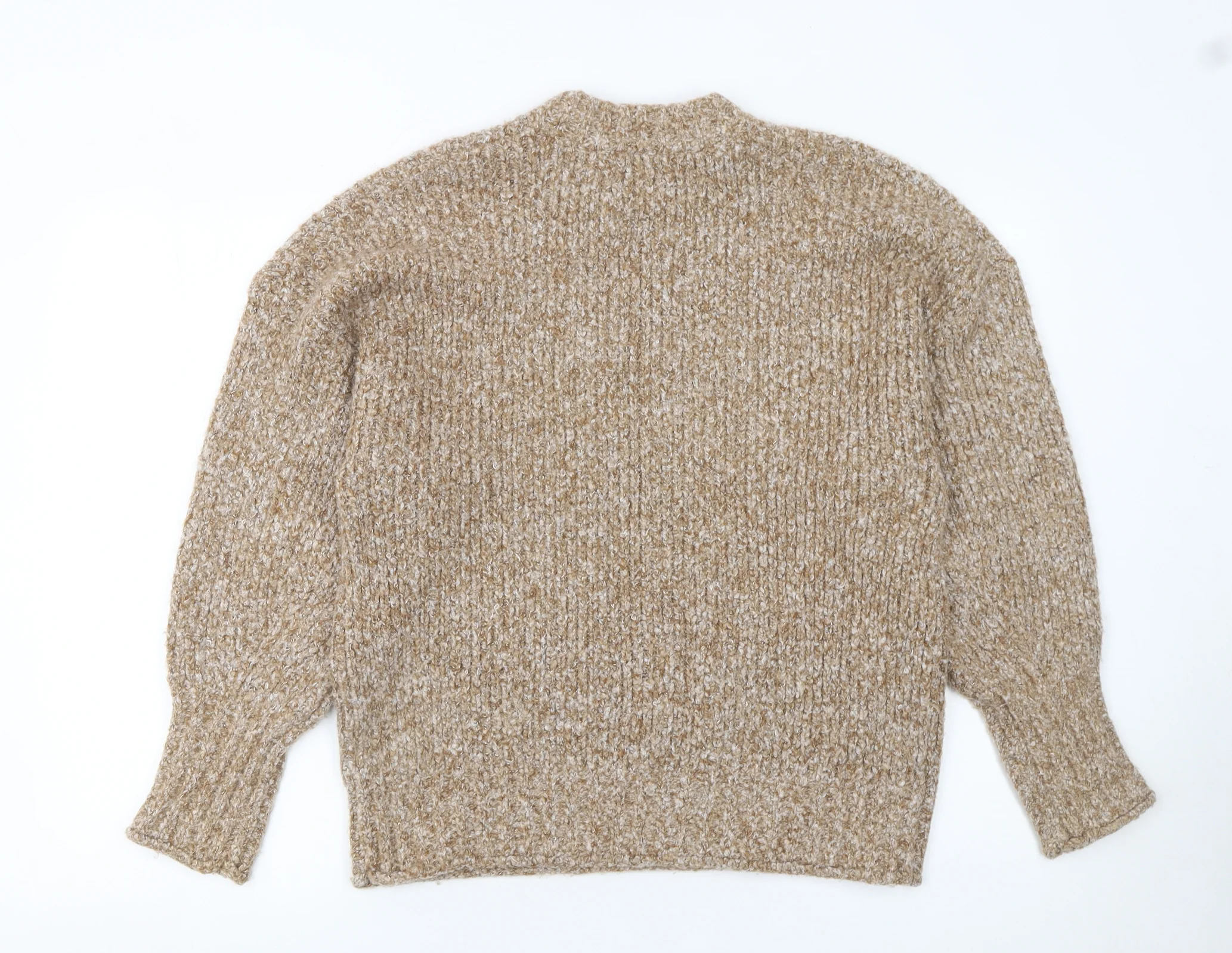 Topshop Women Beige Knit Pullover Jumper UK S Long Sleeve - Image 3