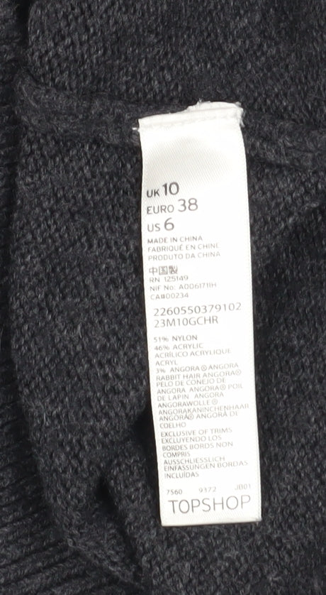 Topshop Women Black Embellished Angora Blend Crew Neck Jumper Size 10 - Image 4