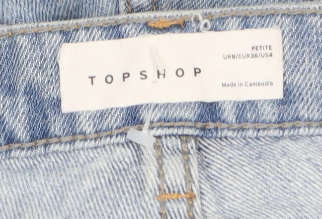 Topshop Women Blue Petite Cut-Off Denim Shorts Size 8 - Image 5