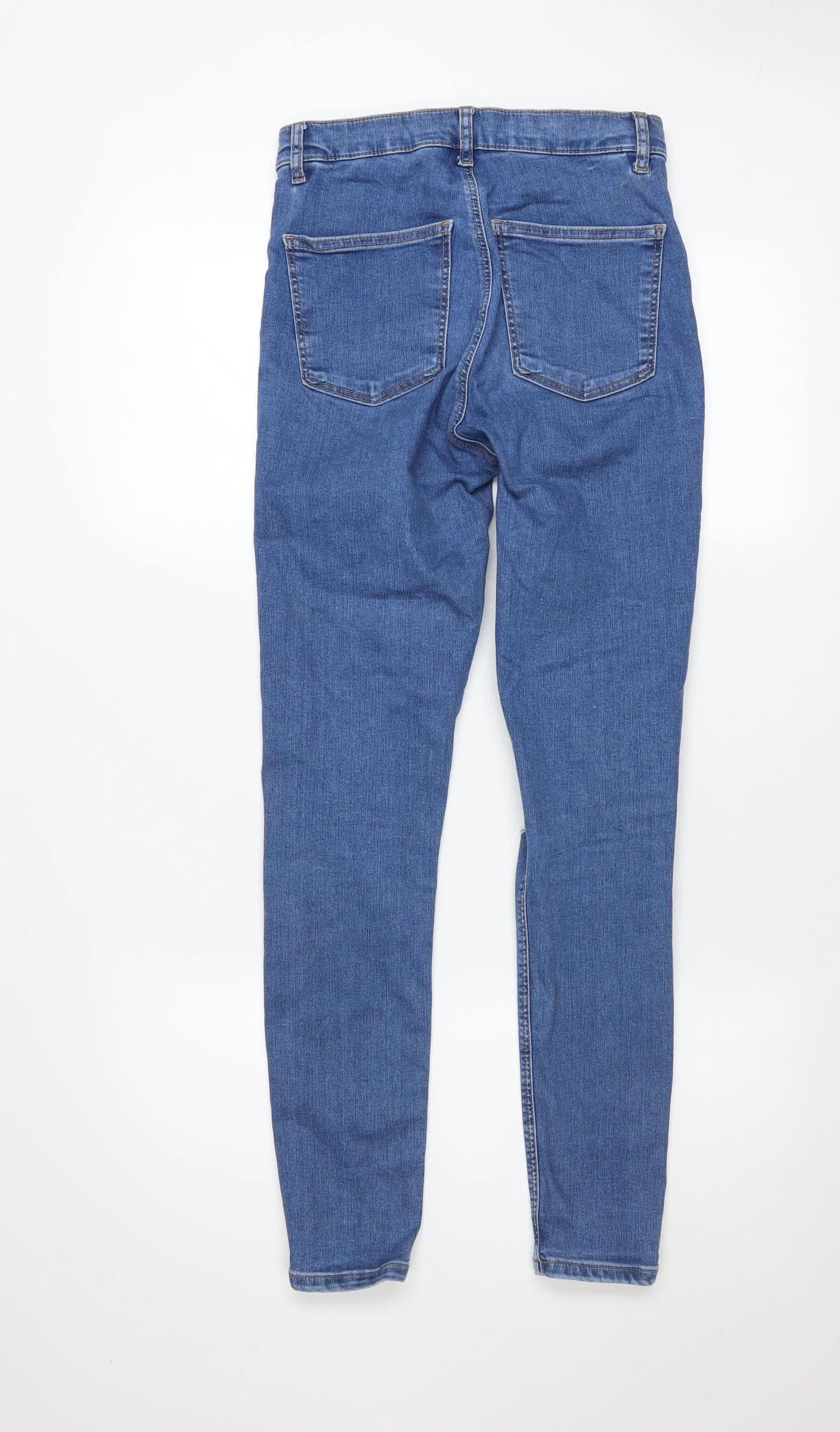 Topshop Women Blue Size 10 High Rise Distressed Skinny Jeans - Image 3