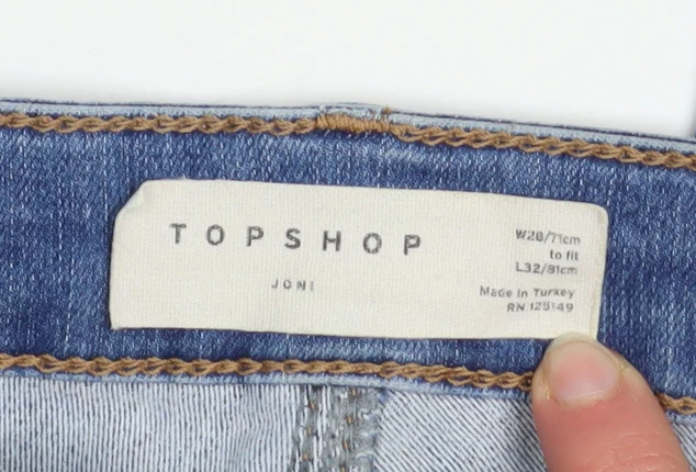 Topshop Women Blue Size 10 High Rise Distressed Skinny Jeans - Image 4