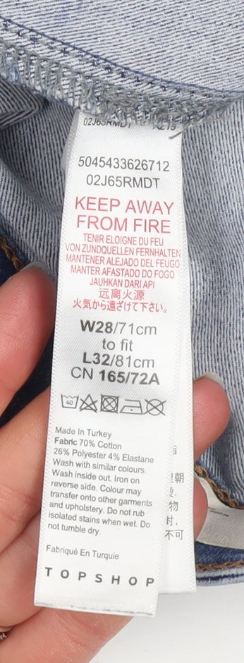 Topshop Women Blue Size 10 High Rise Distressed Skinny Jeans - Image 5