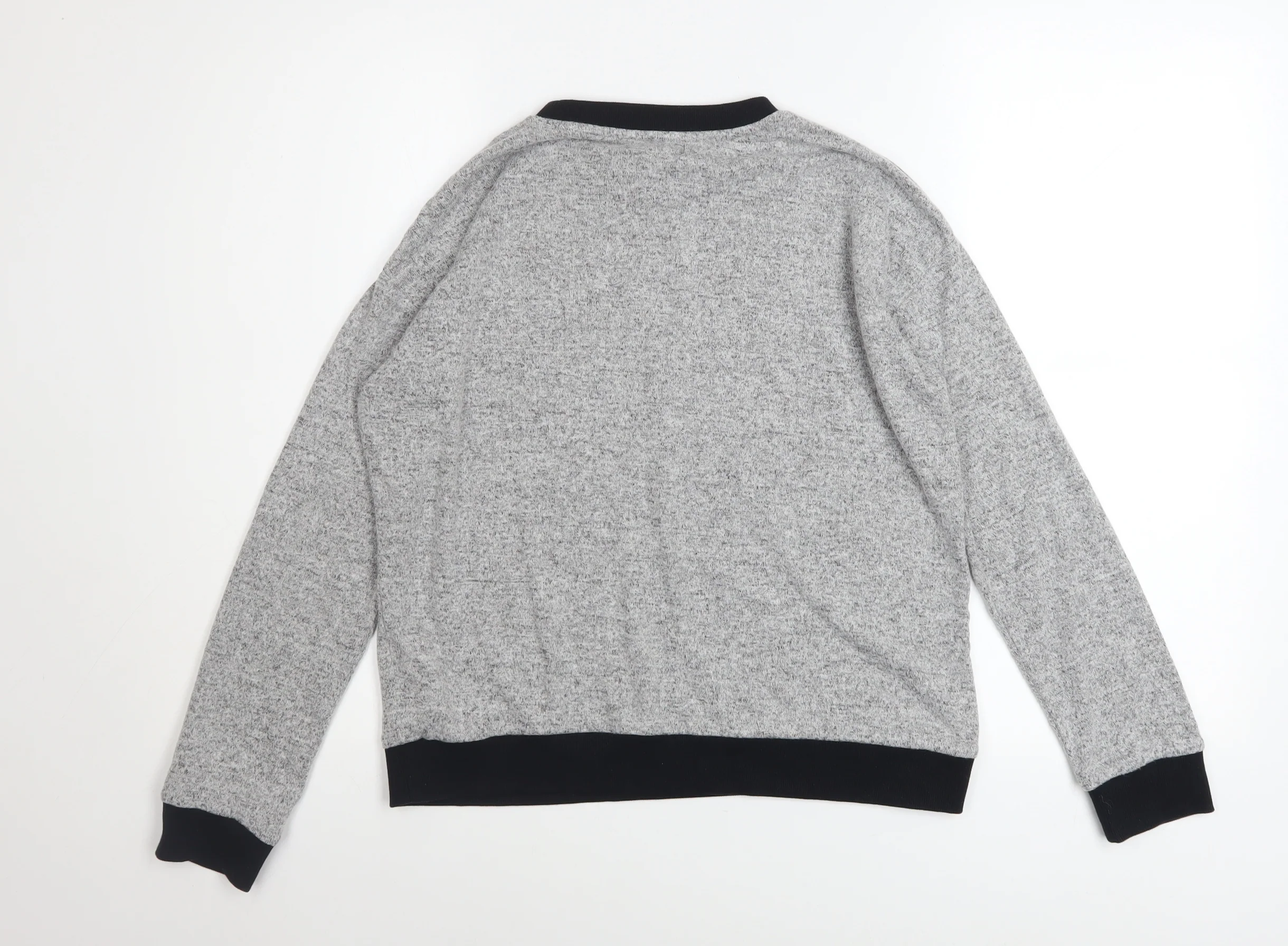 Topshop Women Grey Crew Neck Long Sleeve Pullover Sweatshirt Size S - Image 3