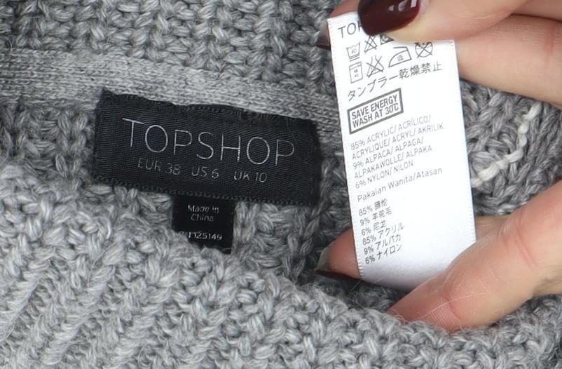 Topshop Women Grey Roll Neck Chunky-Knit Wool Blend Jumper Size 10 - Image 4