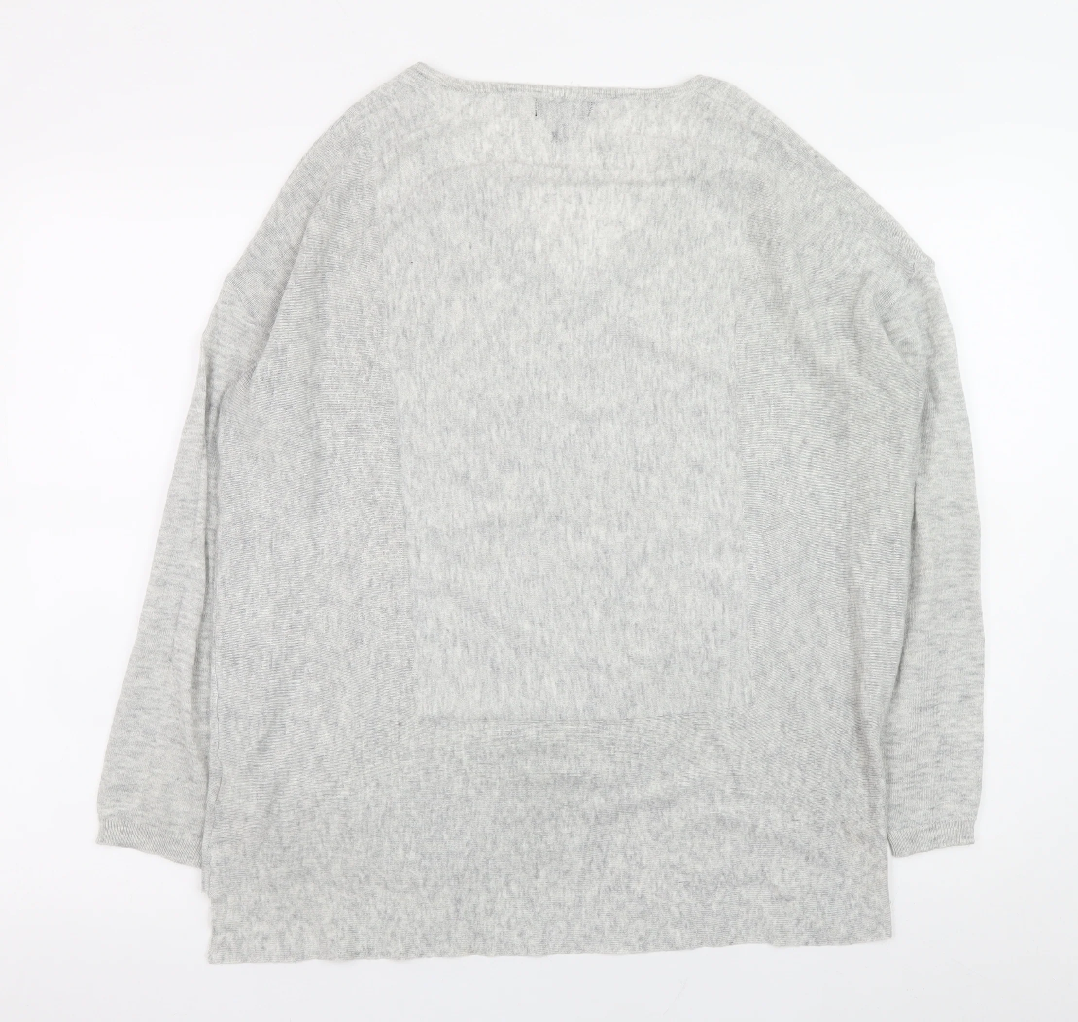 Topshop Women Grey V-Neck Pullover Jumper Size 8 Lightweight Knit - Image 3