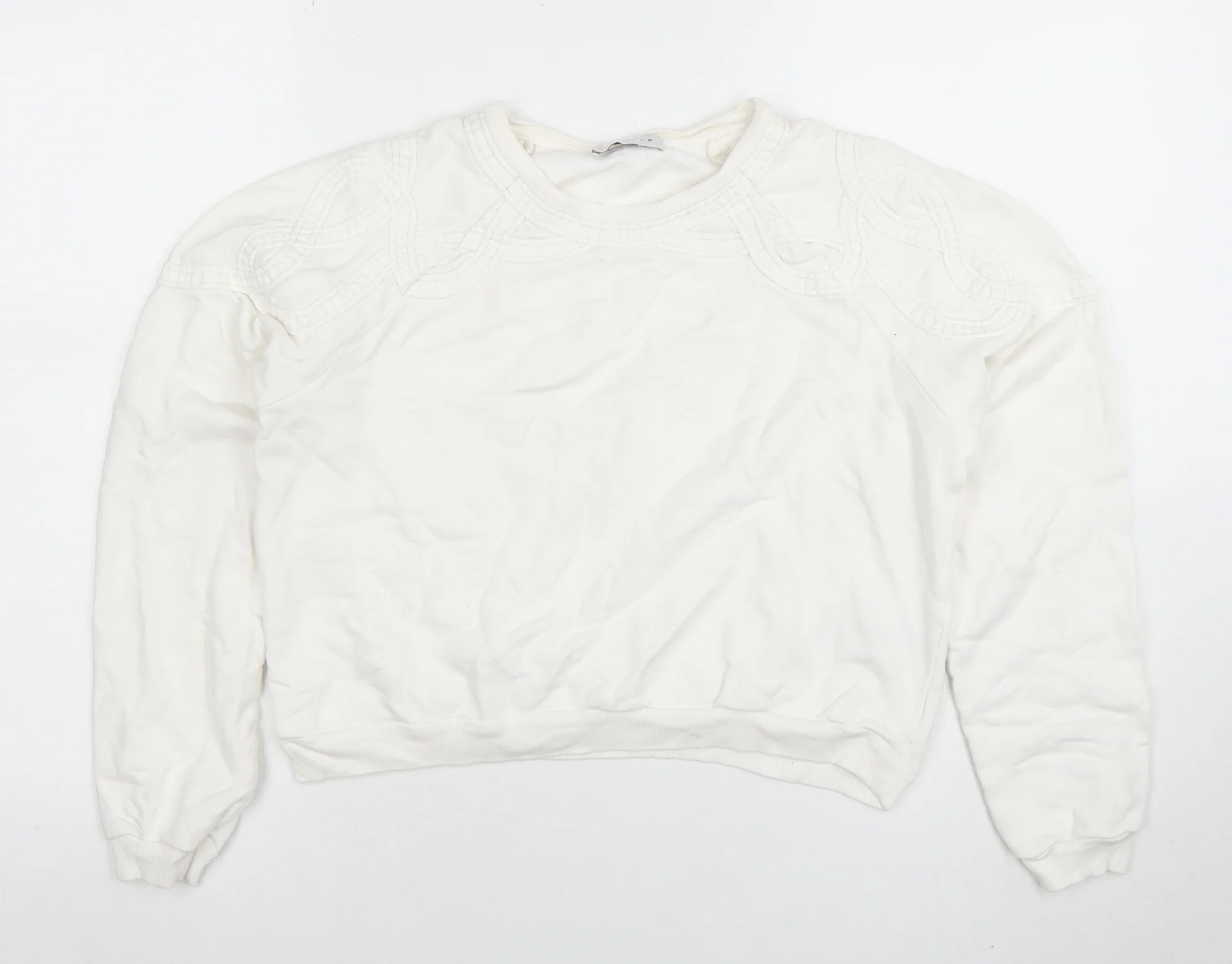 Topshop Women Ivory Embroidered Pullover Sweatshirt UK 8 Cotton