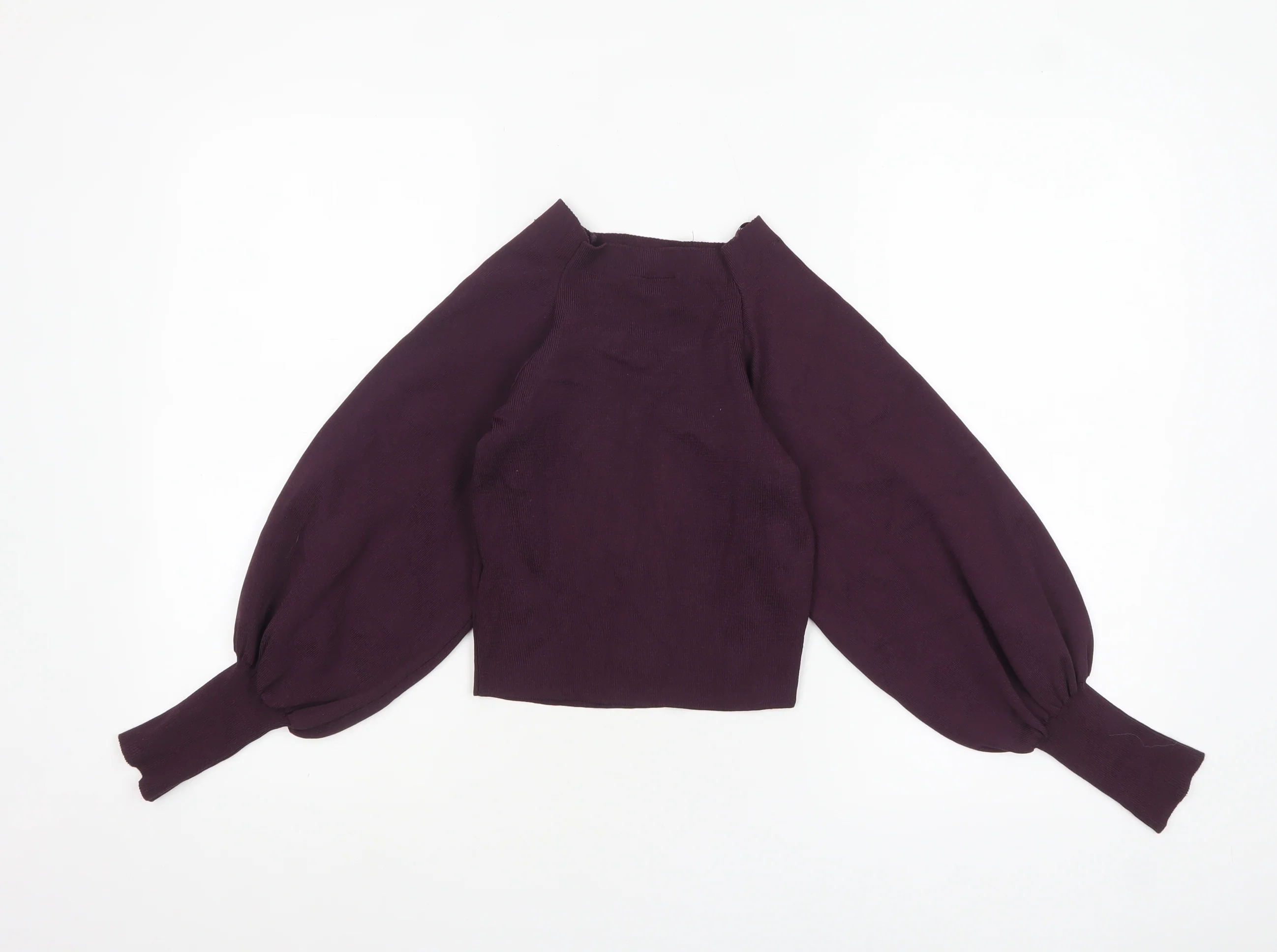 Topshop Women Purple Balloon Sleeve Knit Jumper Size 8 - Image 3
