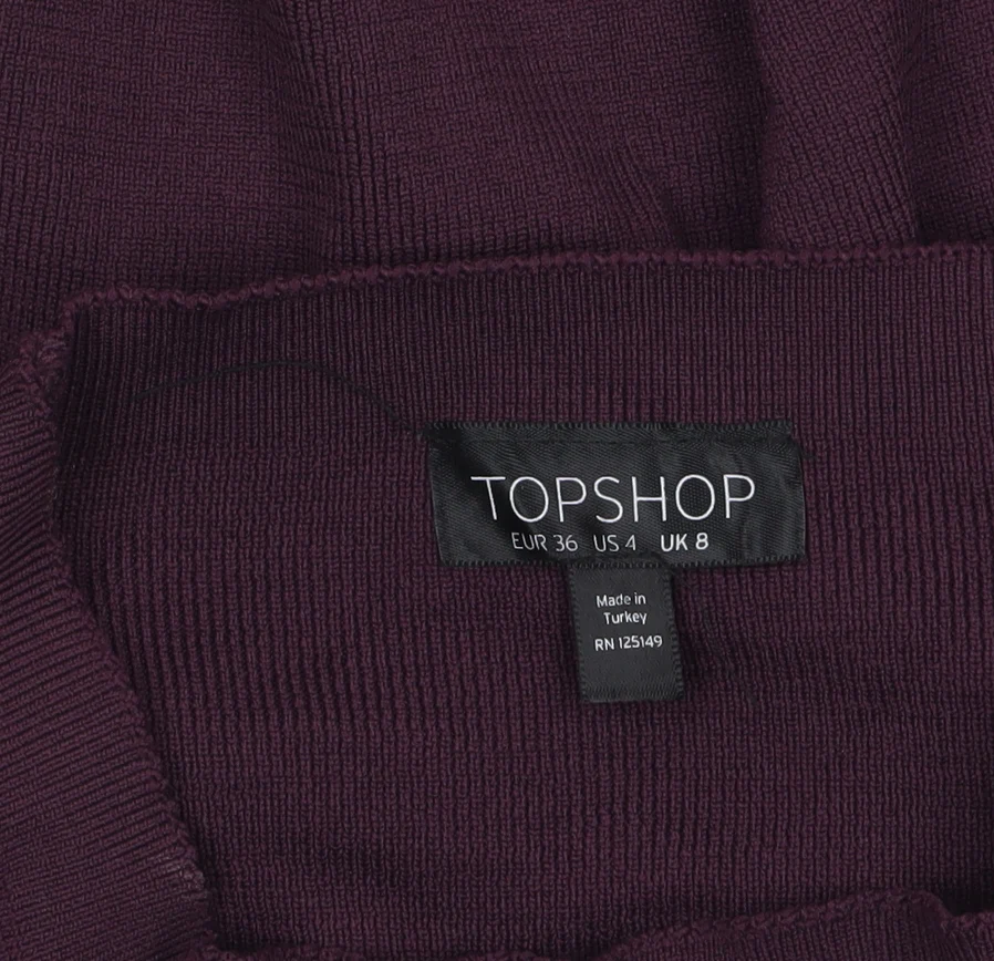 Topshop Women Purple Balloon Sleeve Knit Jumper Size 8 - Image 5