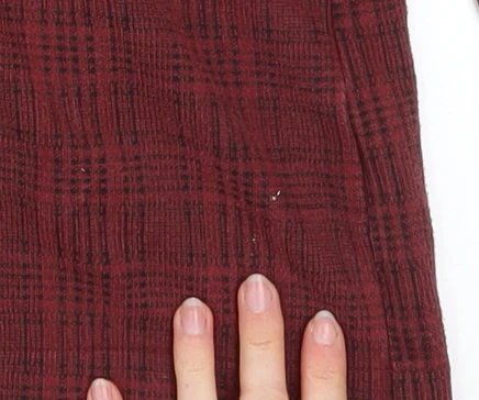 Topshop Women Red Check Cotton Blend Blazer UK 10 Classic Style - Image 6