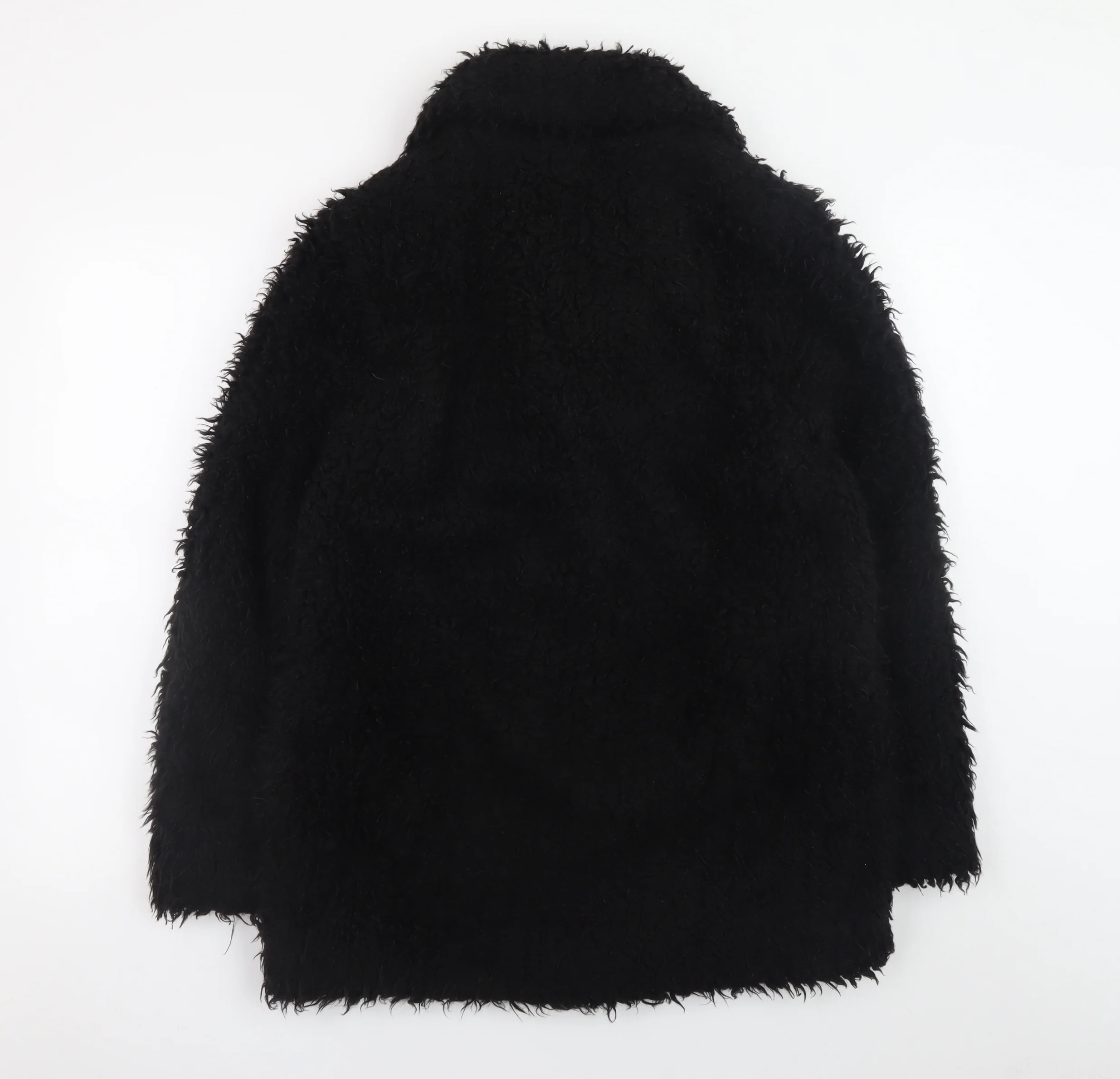 Topshop Women’s Black Faux Fur Long Overcoat Size 12 - Image 3