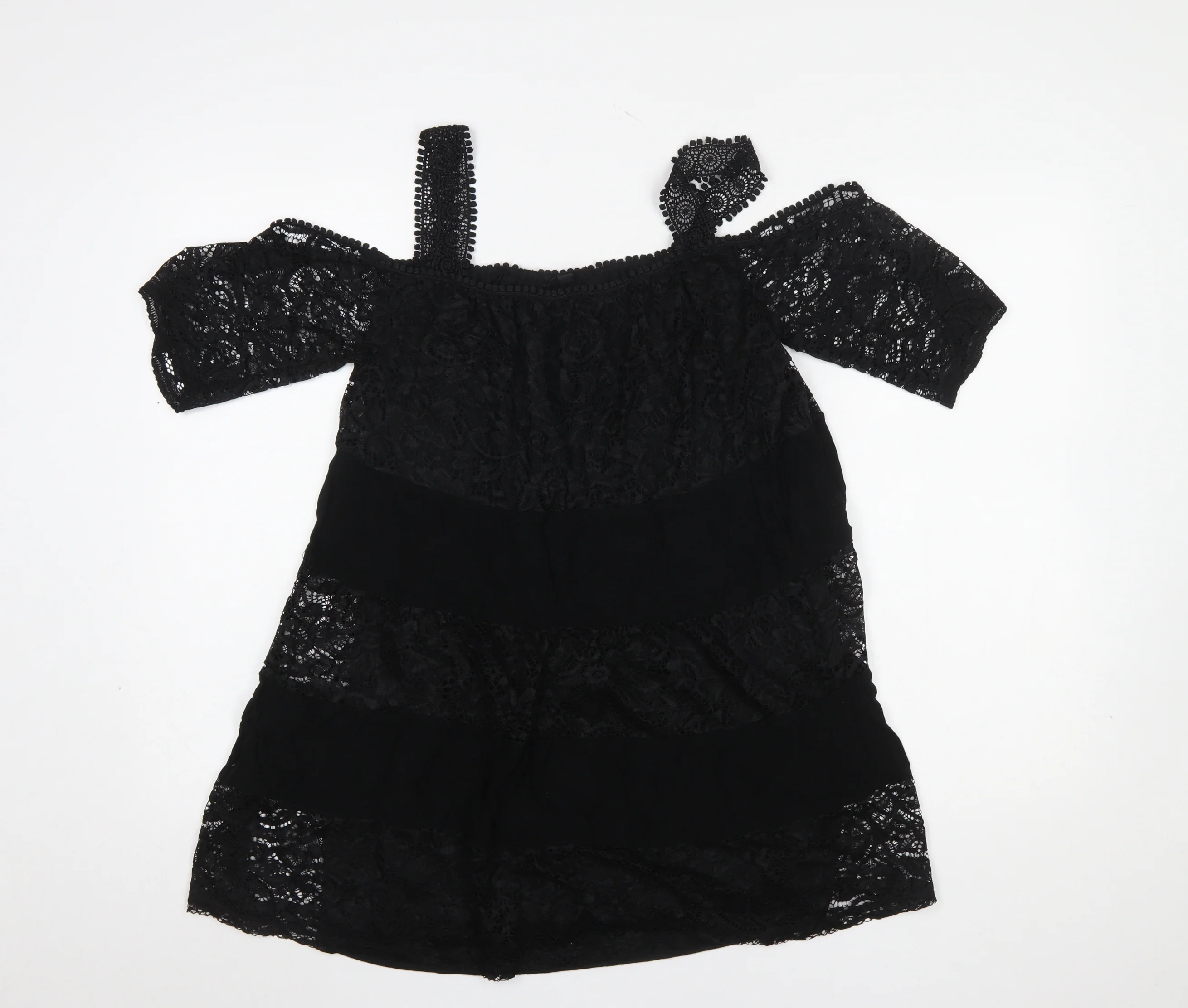 Topshop Women’s Black Lace Off Shoulder Blouse UK 8