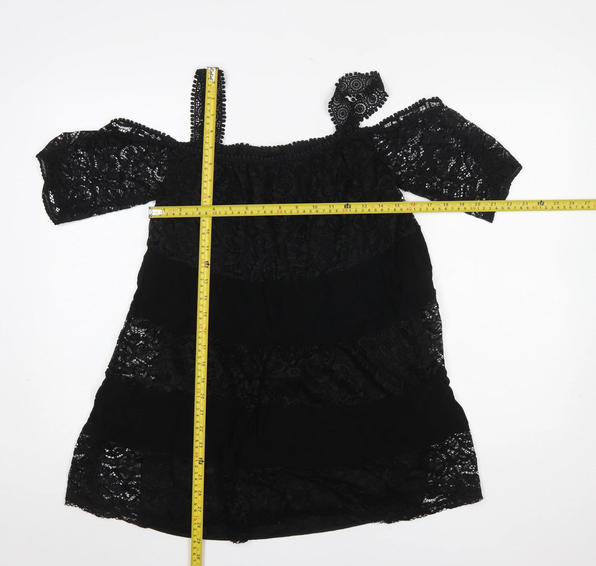Topshop Women’s Black Lace Off Shoulder Blouse UK 8 - Image 2