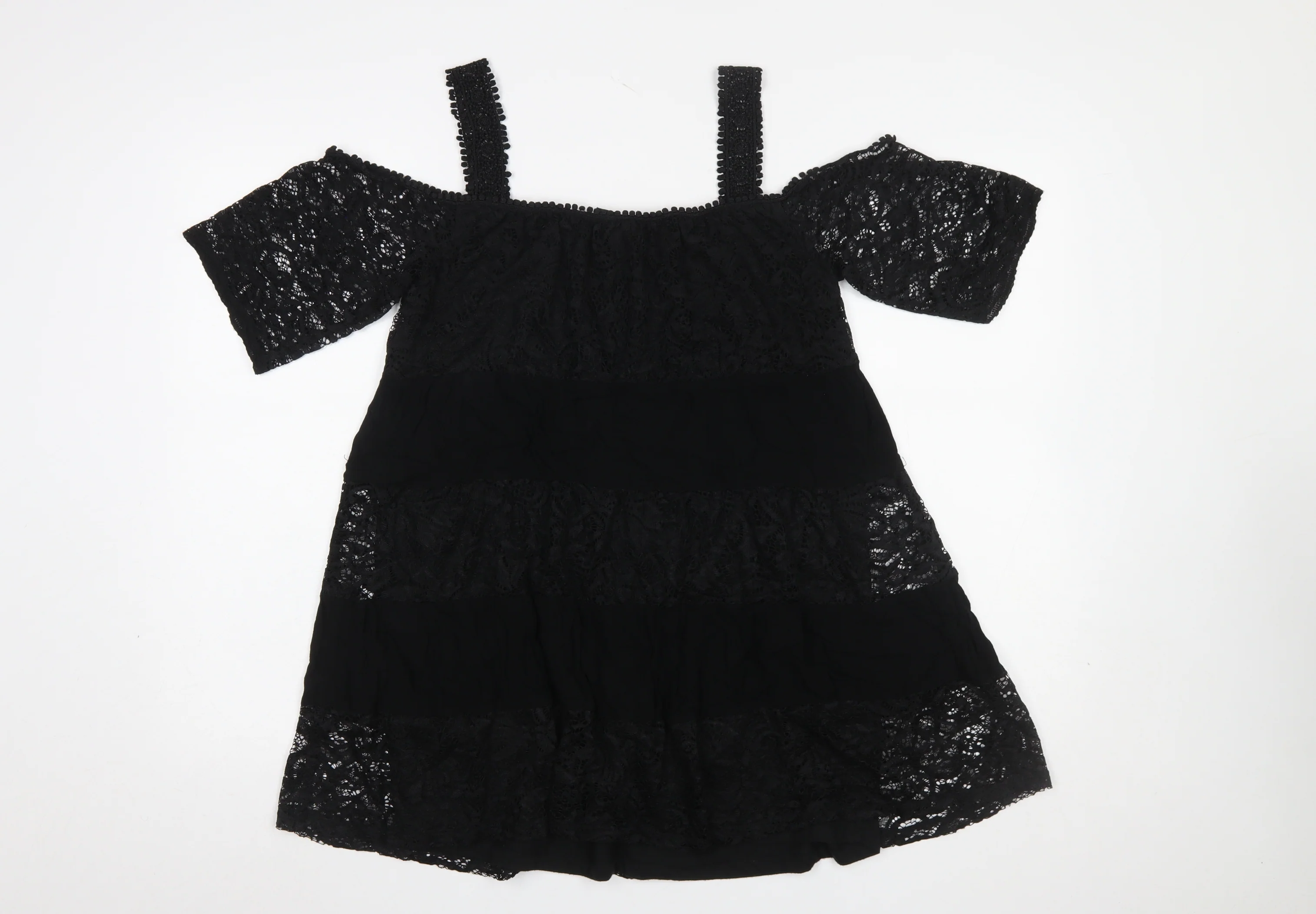 Topshop Women’s Black Lace Off Shoulder Blouse UK 8 - Image 3