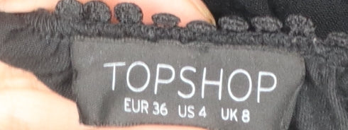 Topshop Women’s Black Lace Off Shoulder Blouse UK 8 - Image 4