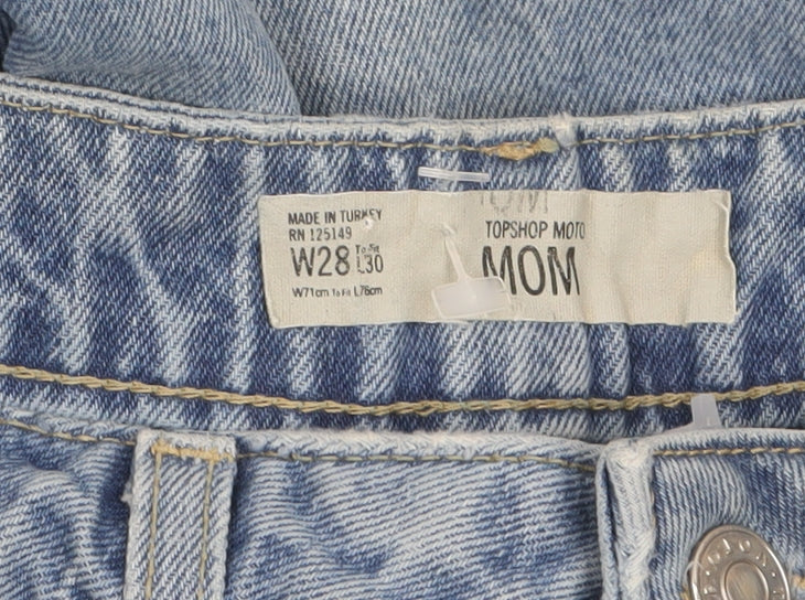 Topshop Women’s Blue Mom Jeans Size 10 High Rise Distressed Denim - Image 5