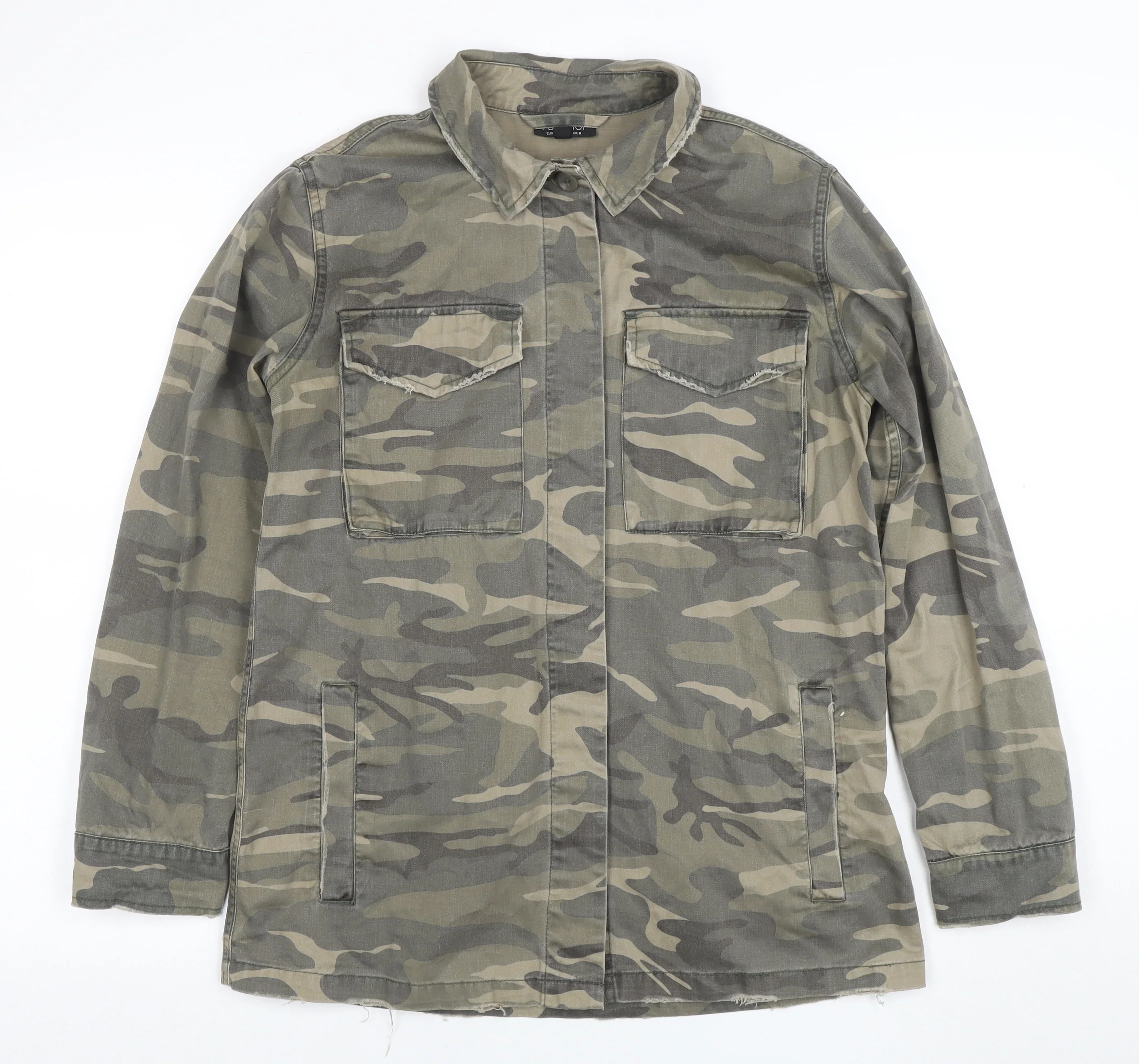 Topshop Women’s Green Camouflage Military Jacket Size 8