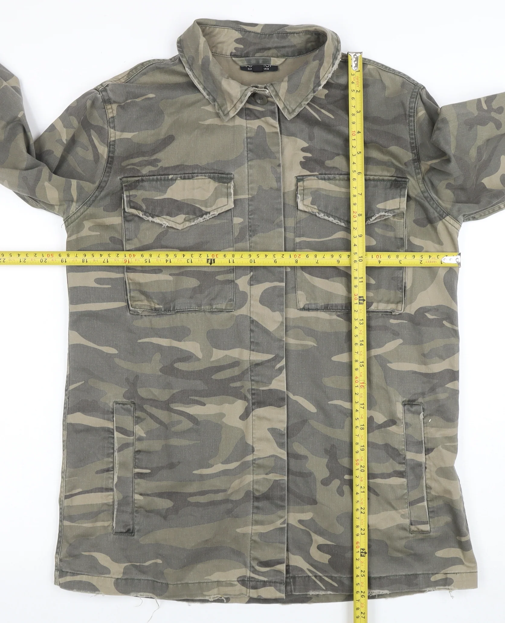 Topshop Women’s Green Camouflage Military Jacket Size 8 - Image 2