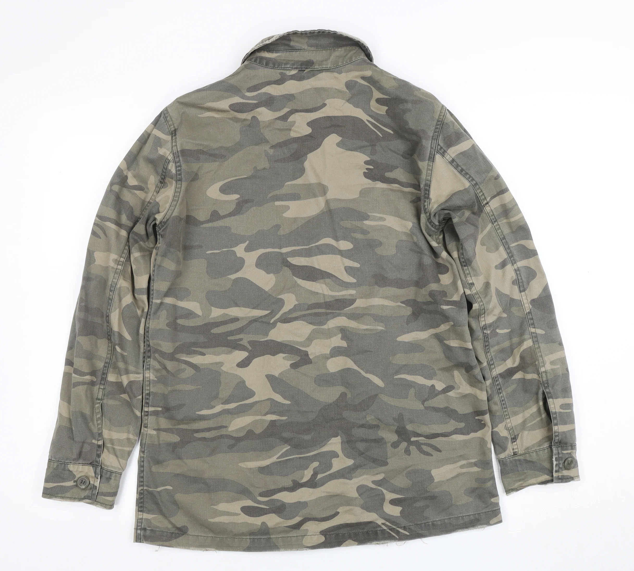 Topshop Women’s Green Camouflage Military Jacket Size 8 - Image 3