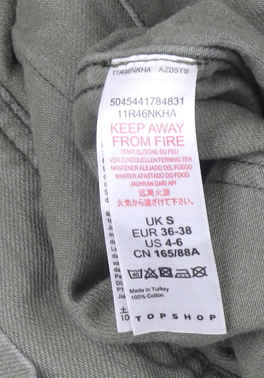 Topshop Women’s Green Cotton Military Jacket Size S - Image 4