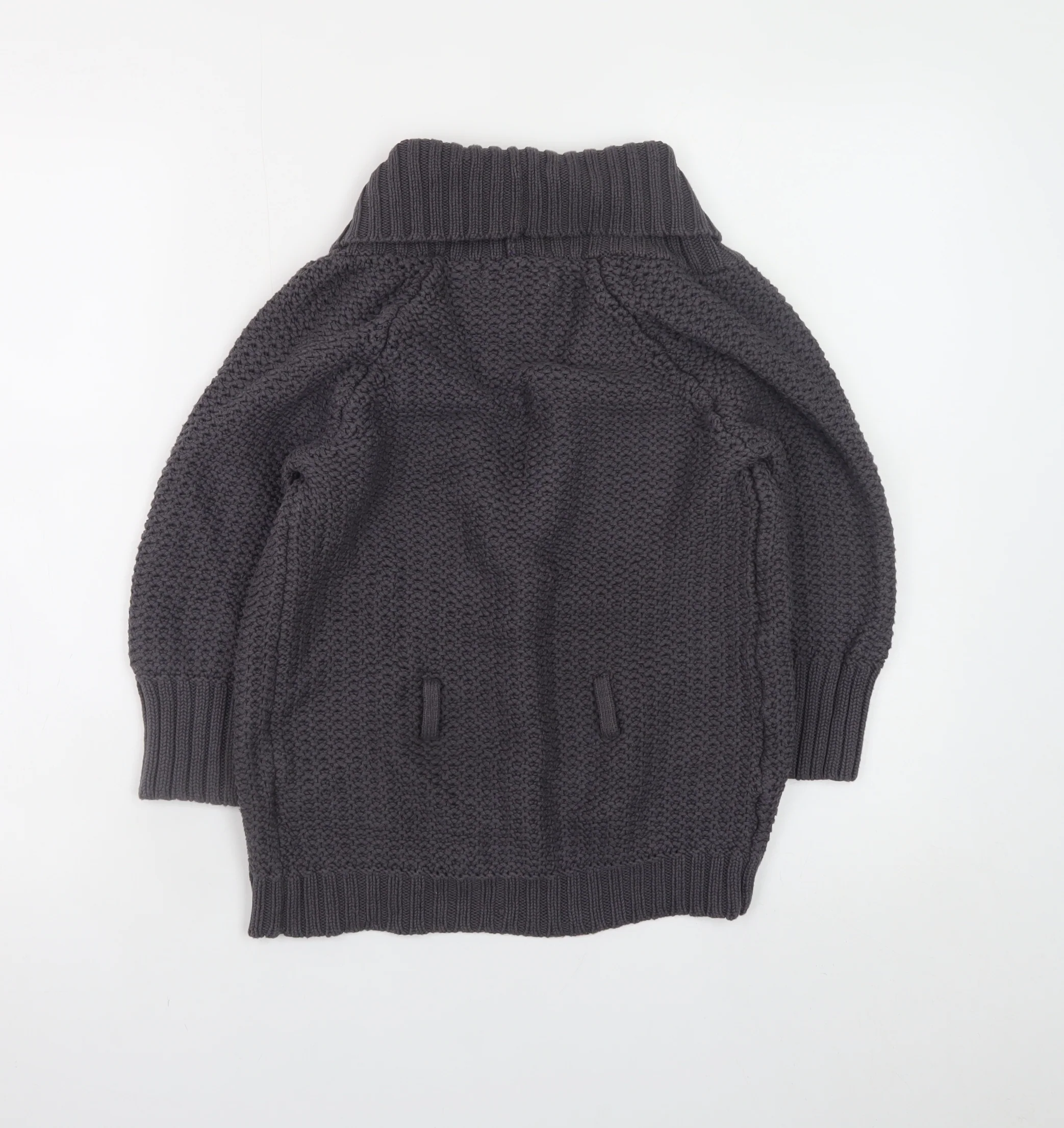 Topshop Women’s Grey Chunky Knit Open Cardigan Size 10 - Image 3