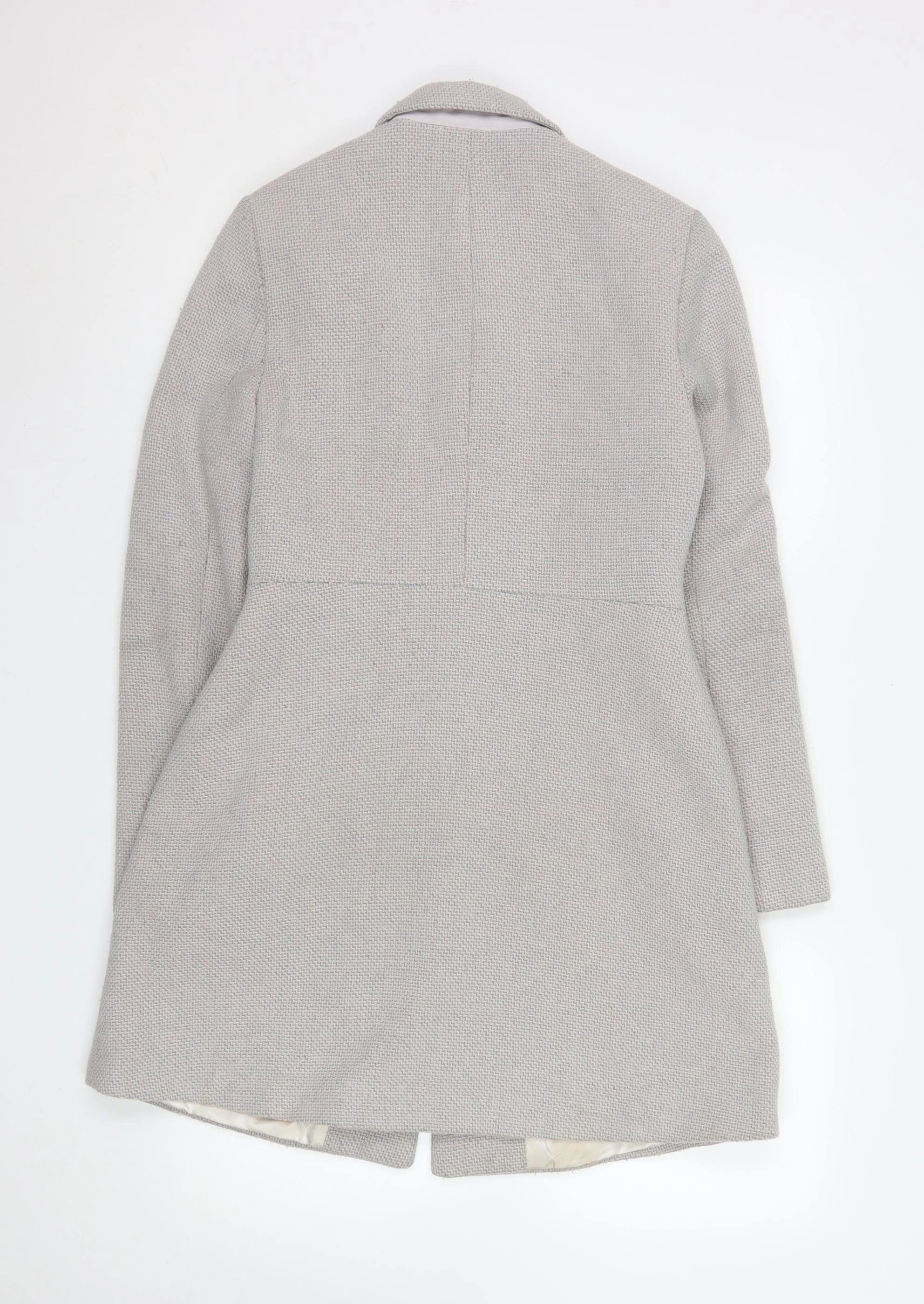Topshop Women’s Grey Wool Blend Long Overcoat UK 10 - Image 3