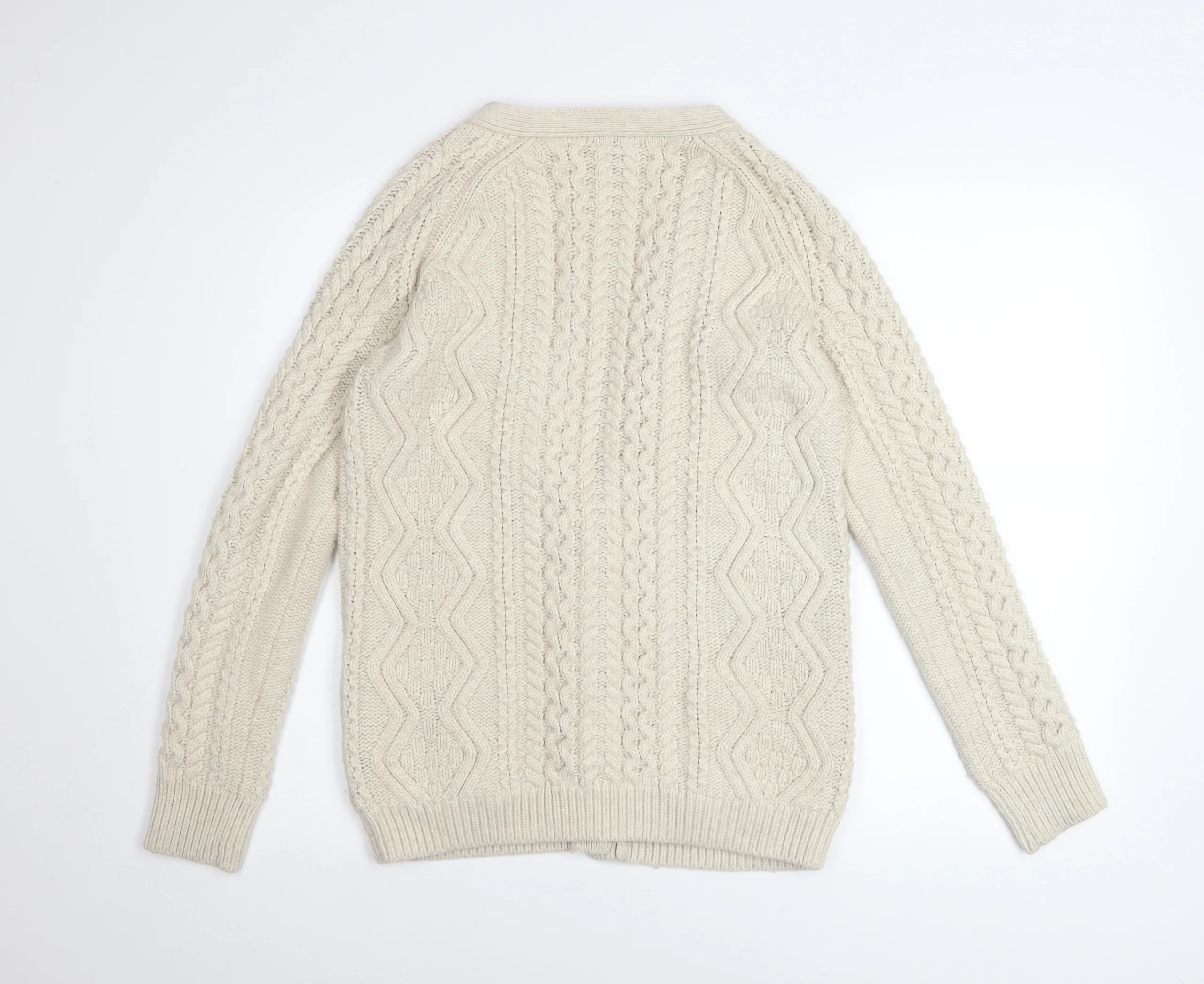 Topshop Women’s Ivory Cable Knit Cardigan UK 6 Long Sleeve V-Neck - Image 3