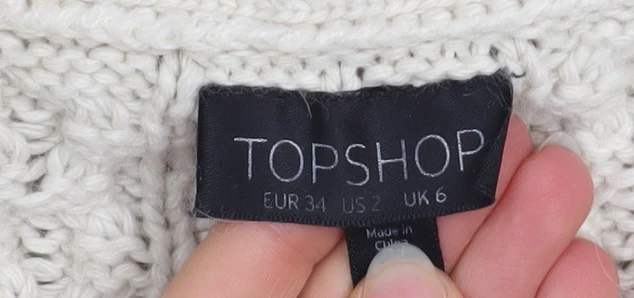 Topshop Women’s Ivory Cable Knit Cardigan UK 6 Long Sleeve V-Neck - Image 5