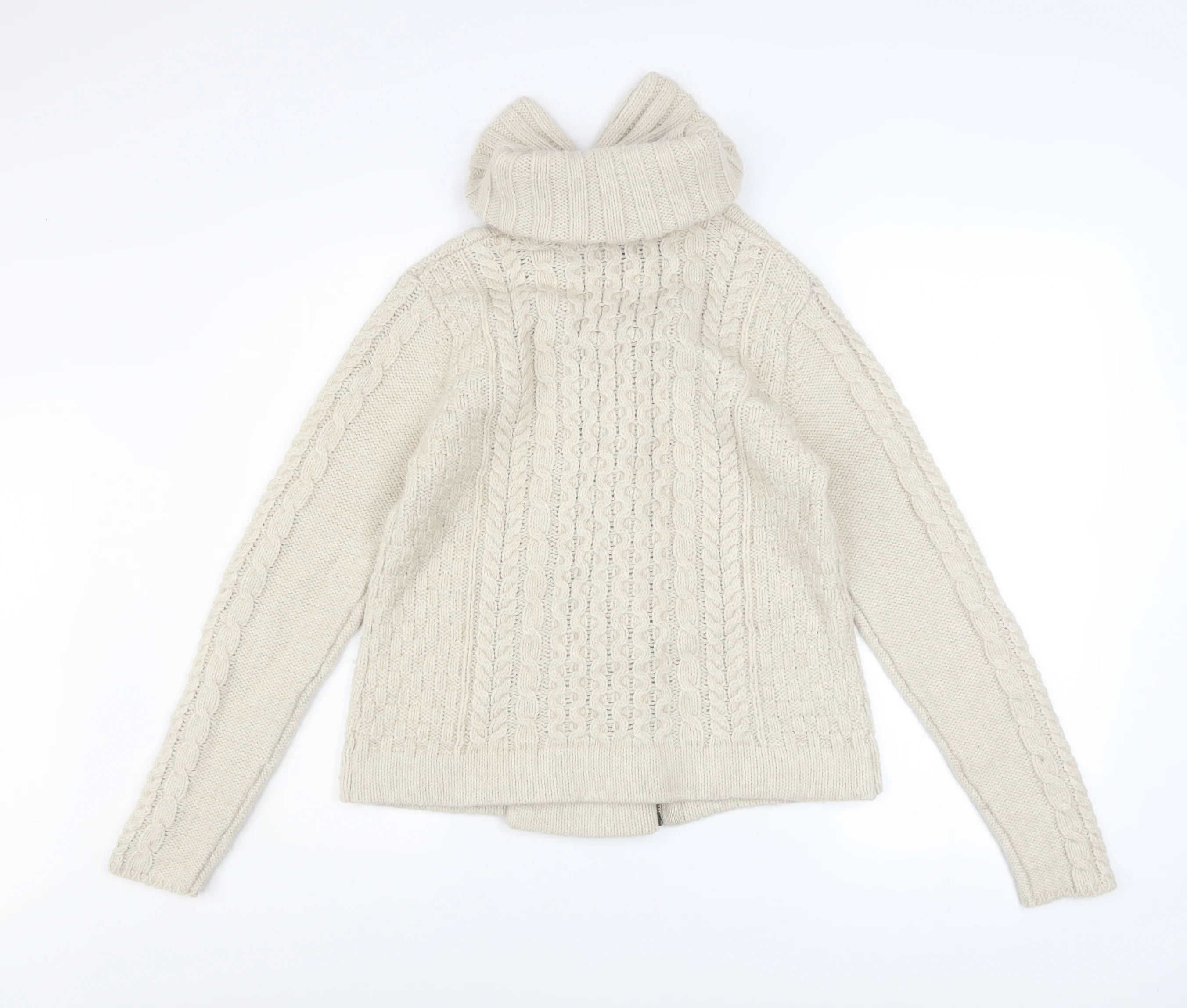 Topshop Women’s Ivory Cable Knit Zip Jacket UK 12 - Image 3