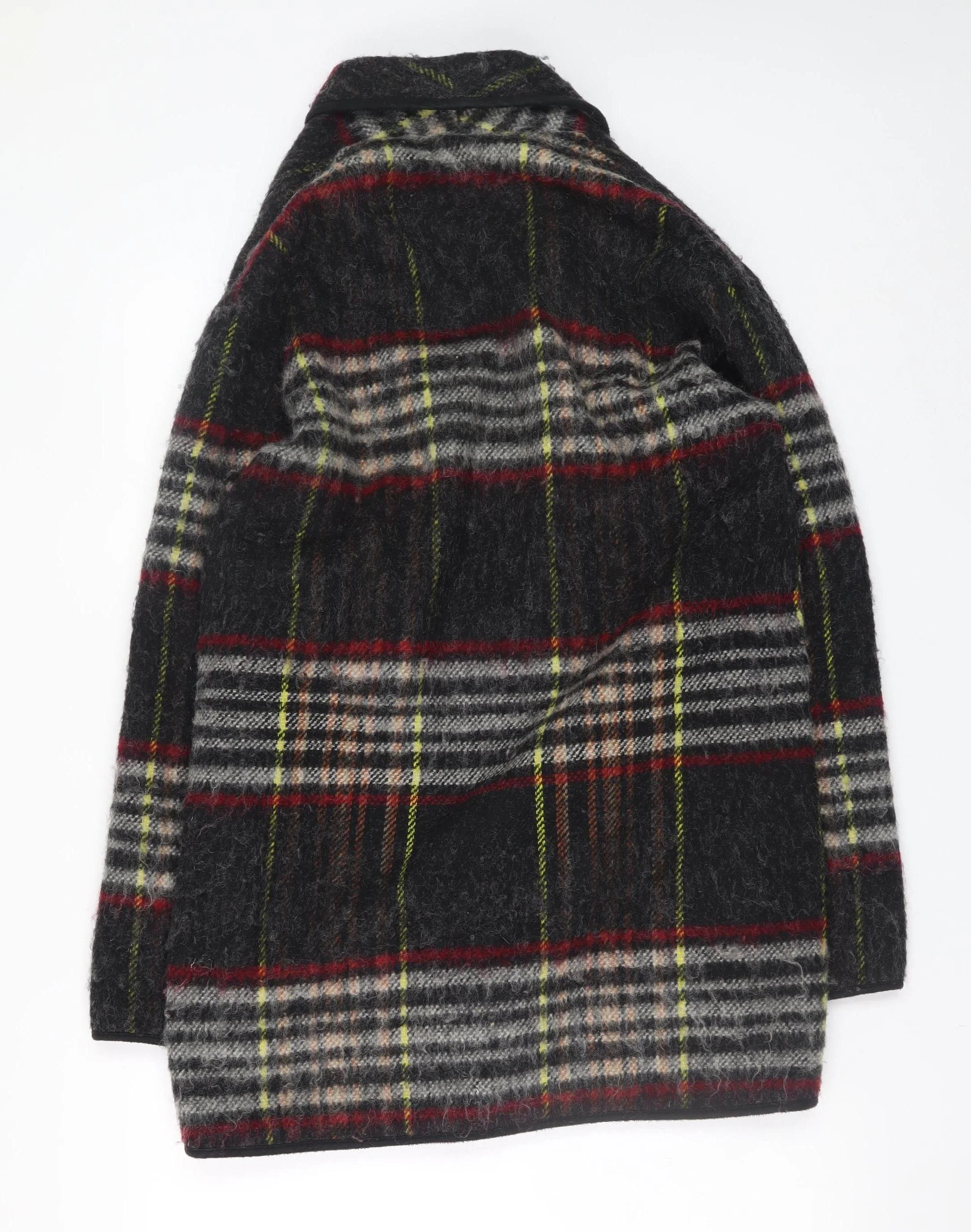 Topshop Women’s Multicoloured Wool Blend Plaid Mid-Length Coat UK 6 - Image 3