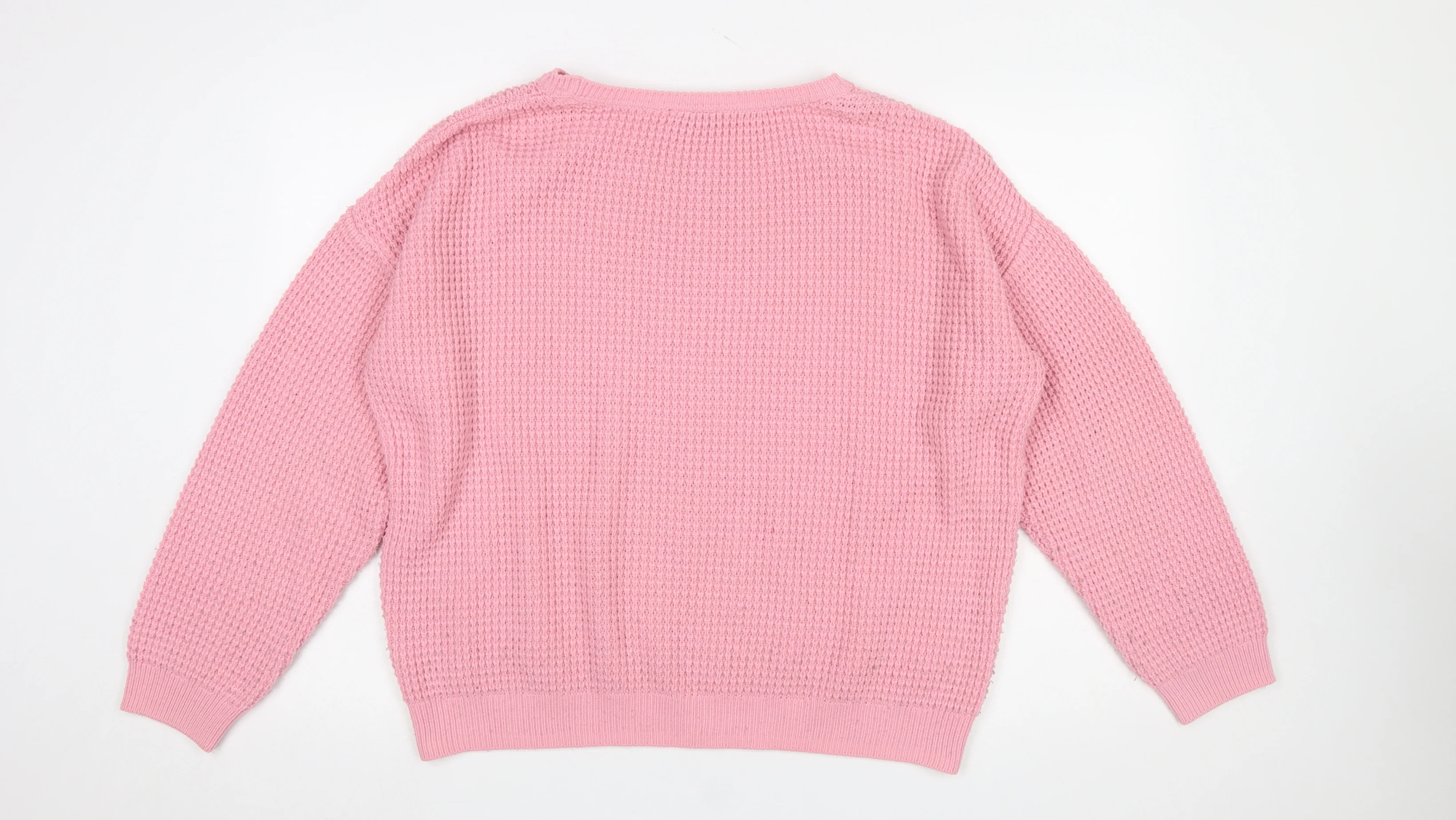 Topshop Women’s Pink Waffle Knit Crew Neck Jumper Size 14 - Image 3