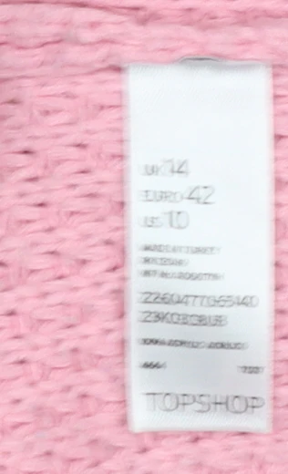 Topshop Women’s Pink Waffle Knit Crew Neck Jumper Size 14 - Image 4