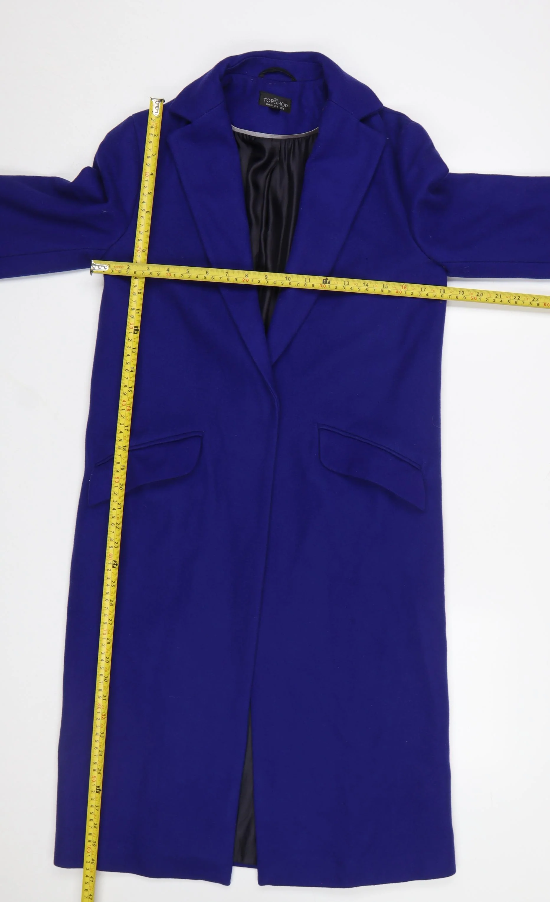 Topshop Women’s Tall Blue Long Overcoat Size 8 - Image 2
