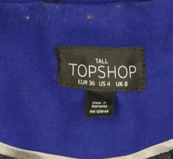 Topshop Women’s Tall Blue Long Overcoat Size 8 - Image 4