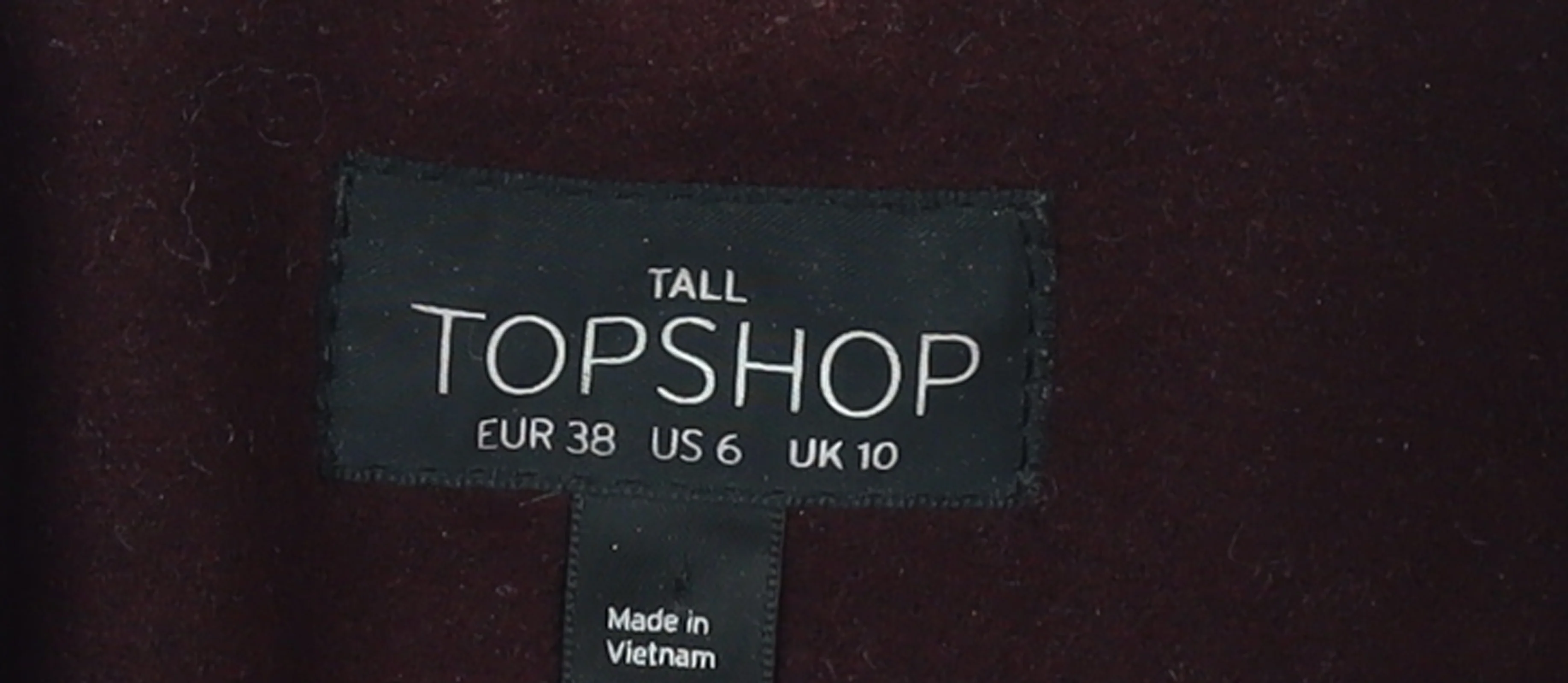 Topshop Women Tall Brown Wool Look Mid-Length Overcoat UK 10 - Image 4