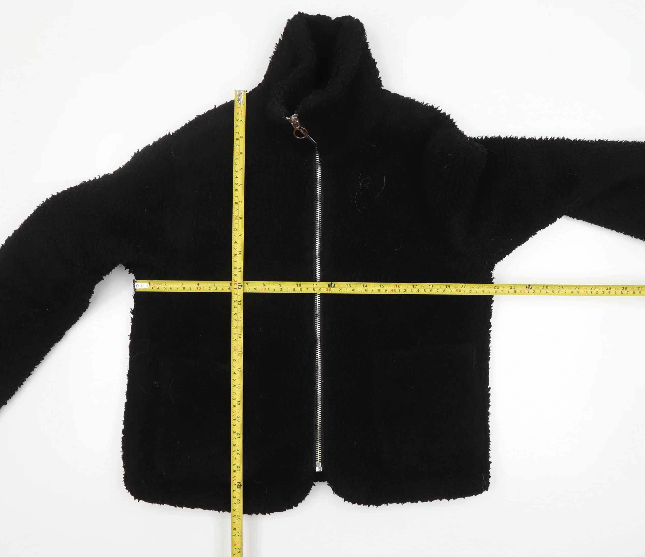 Topshop Women's Black Fleece Zip Up Jacket Size M - Image 2