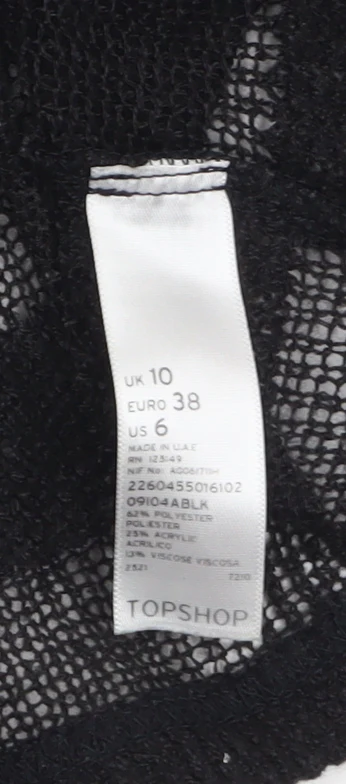 Topshop Women's Black Open-Knit Striped Jumper Size 10 - Image 4