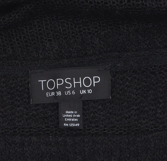 Topshop Women's Black Open-Knit Striped Jumper Size 10 - Image 5