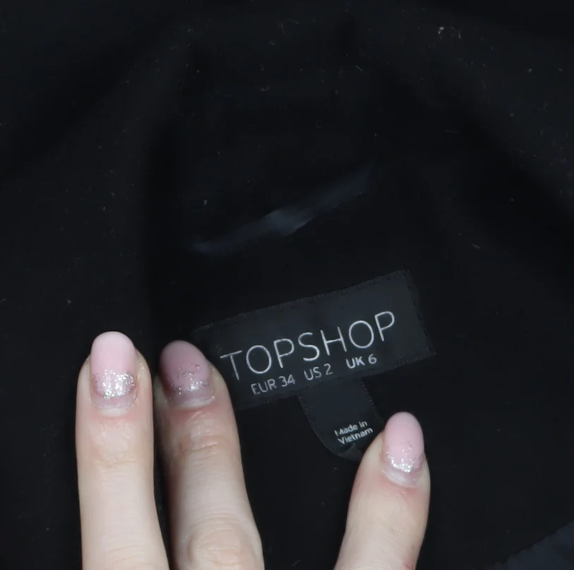 Topshop Women's Black Wool-Blend Mid-Length Coat Size 6 - Image 5