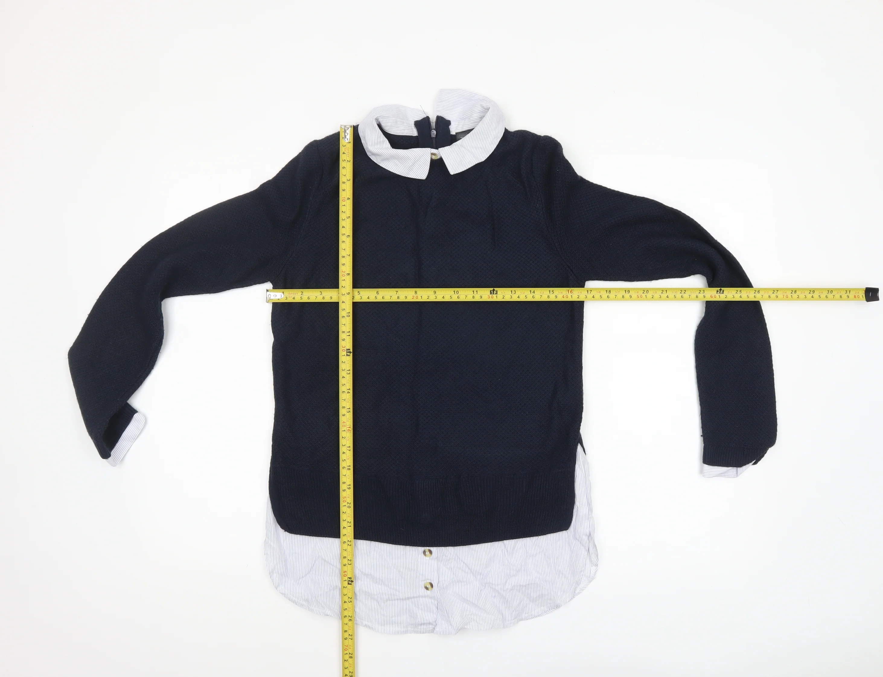 Topshop Women's Blue Collared Pullover Jumper UK 8 Classic Knit - Image 2