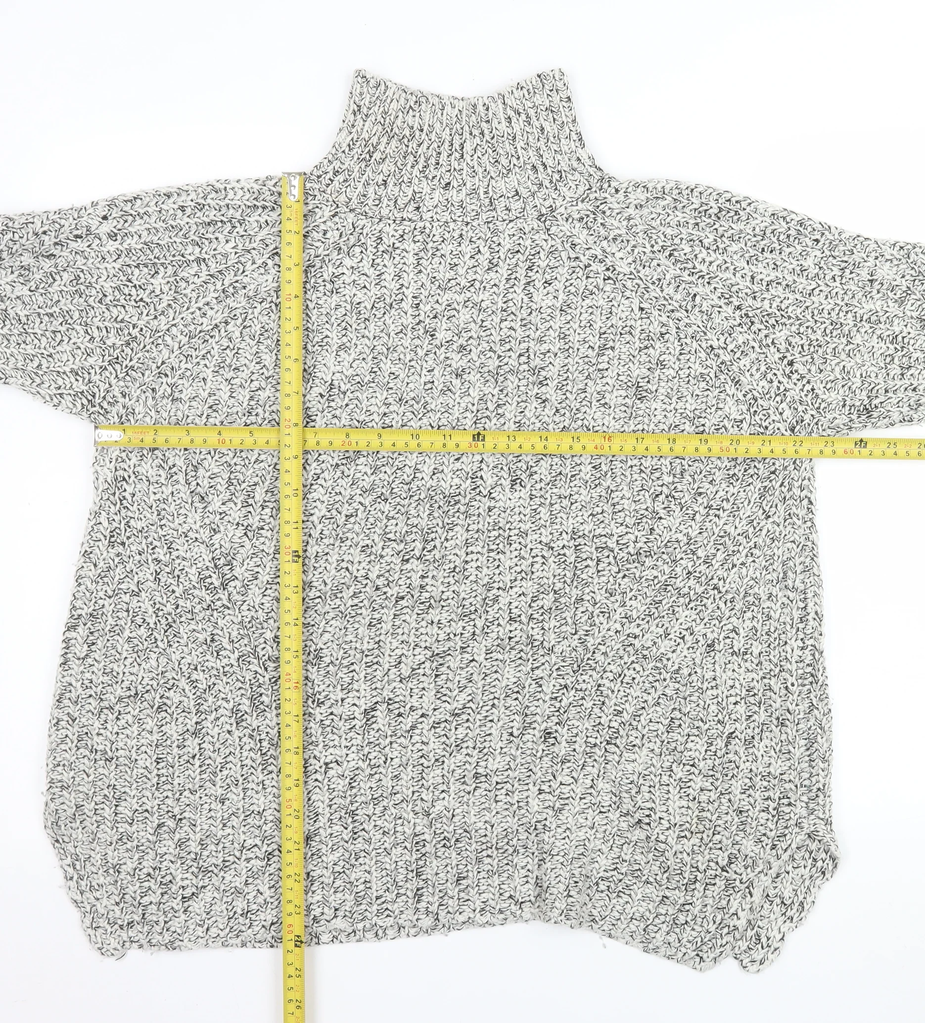 Topshop Women's Grey Roll Neck Chunky Knit Jumper Size 12 - Image 2