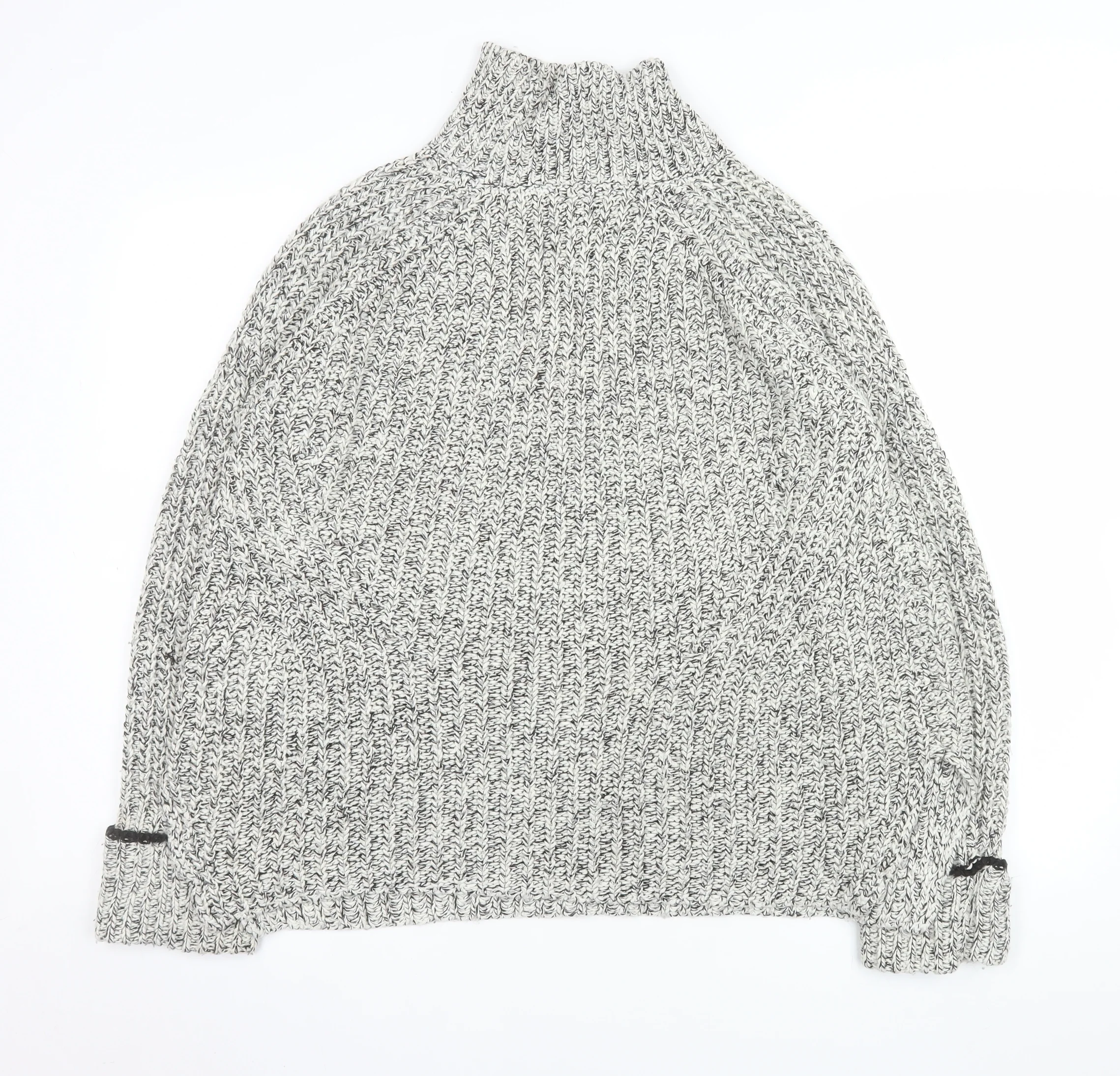 Topshop Women's Grey Roll Neck Chunky Knit Jumper Size 12 - Image 3