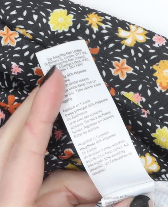 Topshop Womens Multicoloured Floral A-Line Puff Sleeve Dress UK 12 - Image 4